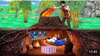 Hidden Tree Stump Shelter Build Underground House Thief Secret .. #views_viral_video_subscribers