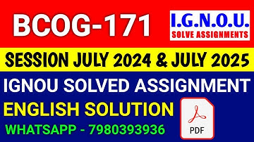 BCOG 171 solved assignment 2024-25 | BCOG 171 solved assignment 2025 | Ignou BCOG 171 in English