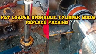PAY LOADER hydraulic cylinder boom replace packing