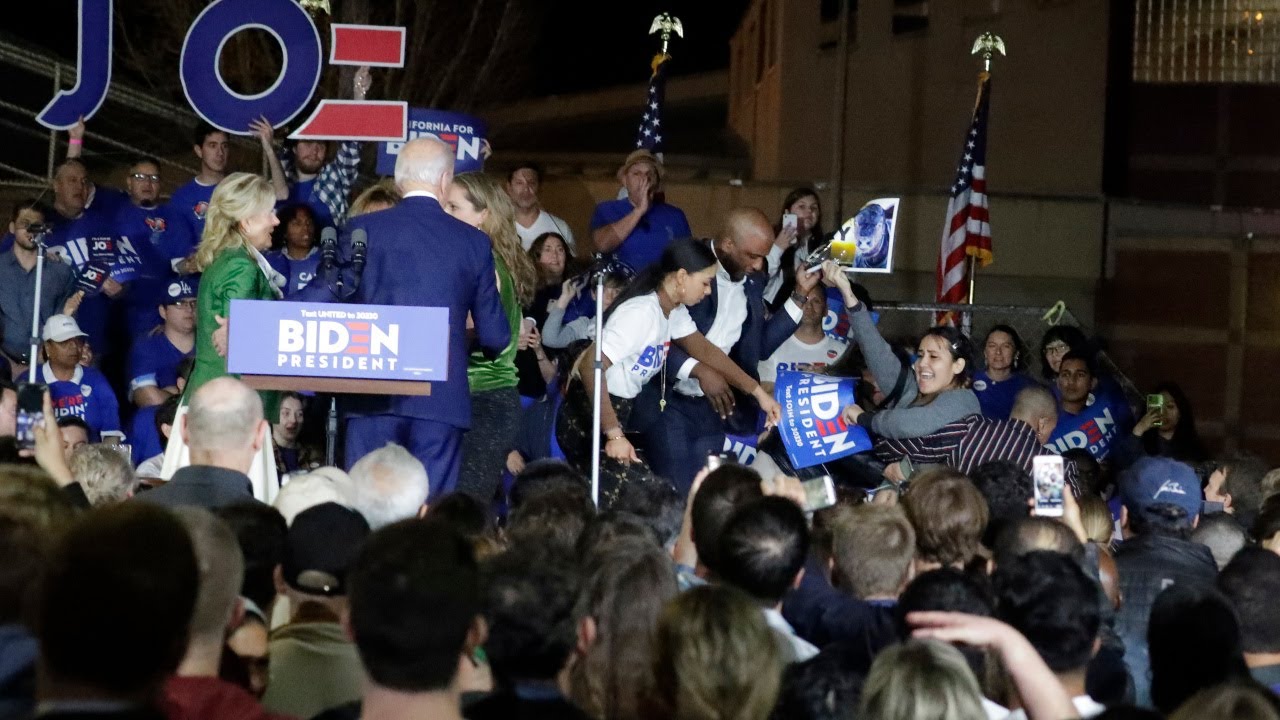 Joe Biden Gets Rushed On Stage By Anti-Dairy Protesters During Super Tuesday Speech