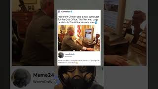 President Clinton gets a new computer for the first time.