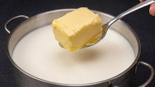 Fügen Sie einfach Butter zu 1 Liter Milch hinzu! Ein paar Leute kennen dieses Geheimrezept
