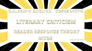 CC:305 Unit-1 Reader Response Theory = MCQs | Literary Criticism |B.A. Sem-3 English |