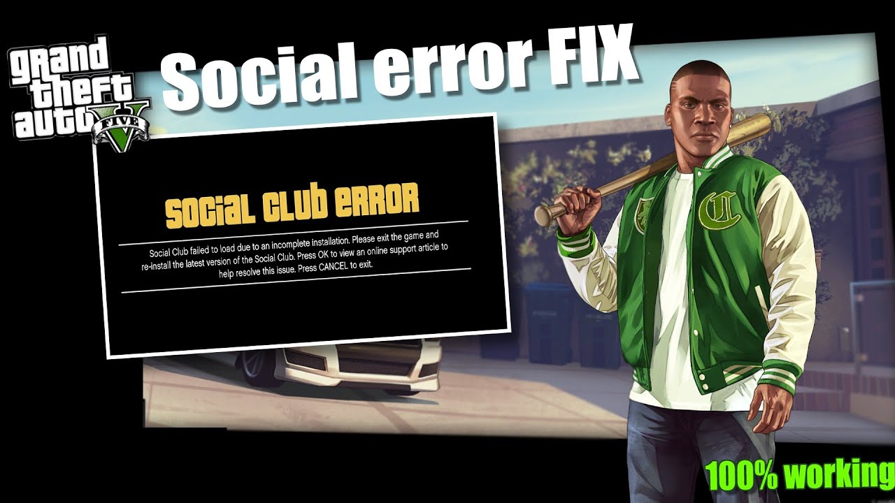 GTA V - Social Club Error 100% Fix | Social Club Failed To Load Due To  Incomplete Installation - YouTube