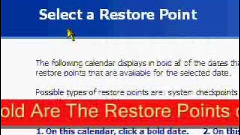 System Restore in XP