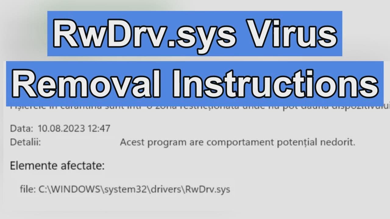 RwDrv.sys Virus Removal Instructions - YouTube