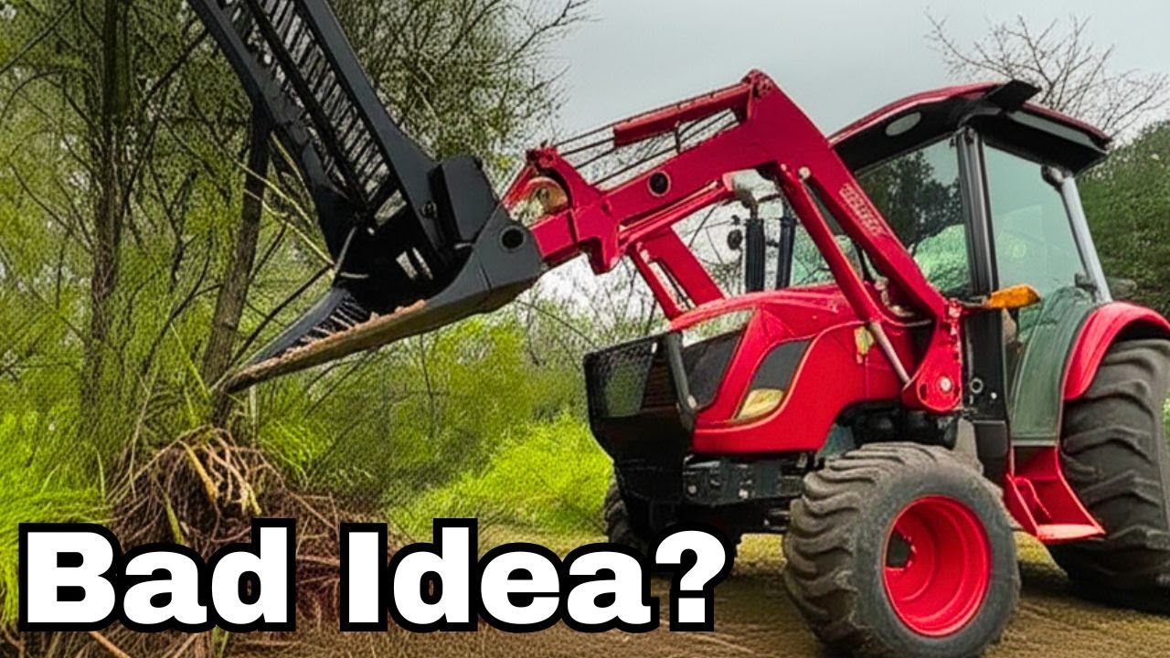 Tree Puller On a Compact Tractor - YouTube