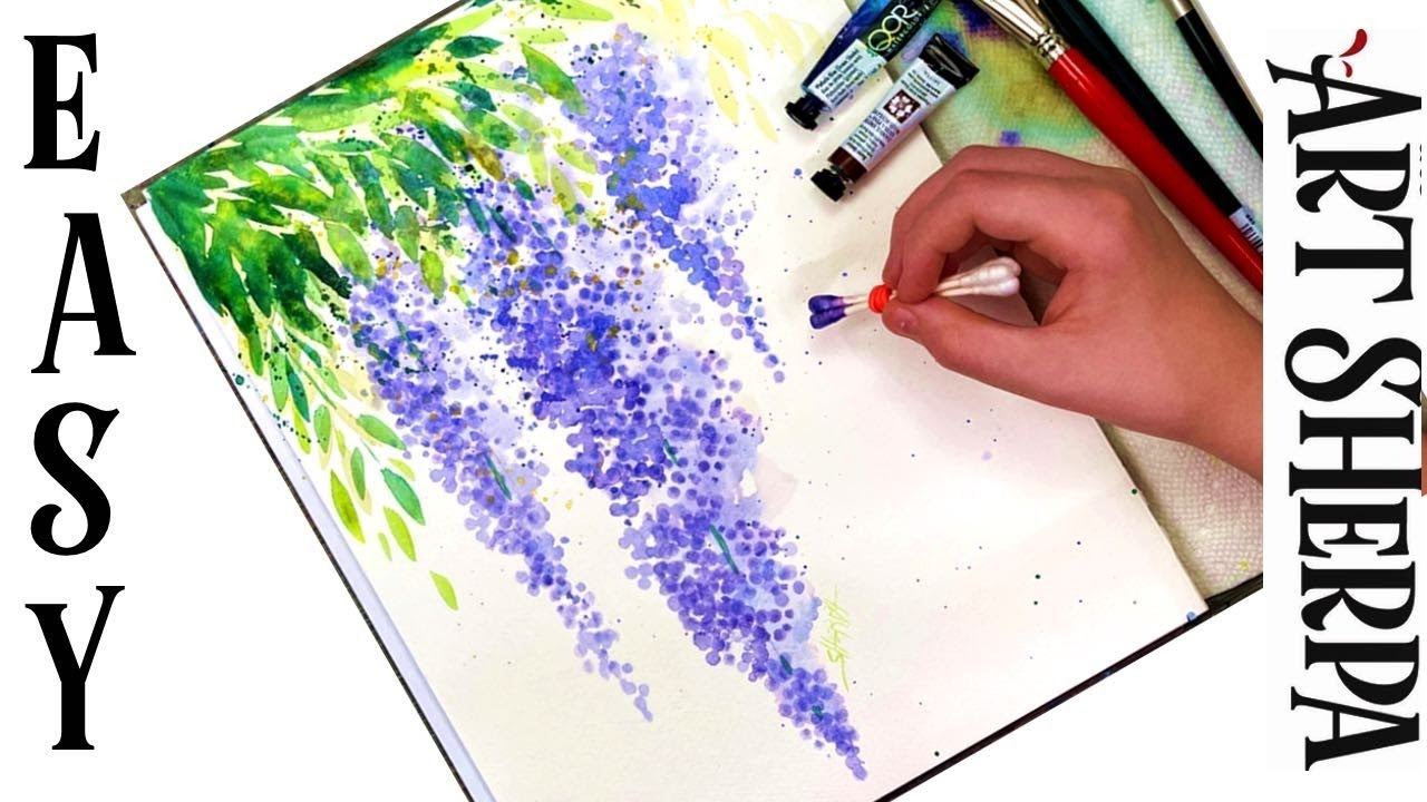 Easy Q-Tip Wysteria How To Paint Watercolor Step By Step | The Art