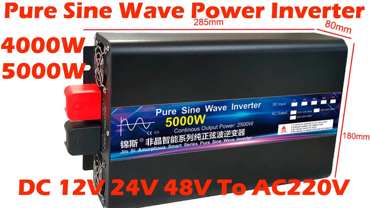 Pure Sine Wave Power Inverter 4000W 5000W DC 12V 24V 48V To AC220V ...