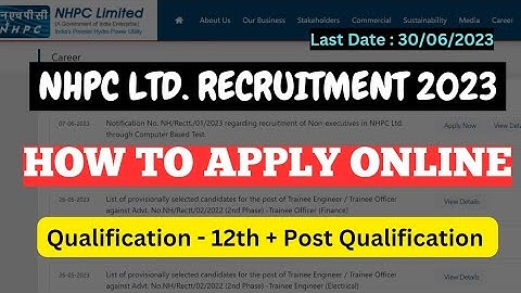 NHPC Limited Recruitment 2023 Online Apply | How to Apply NHPC Limited Recruitment 2023