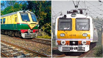 Very rare & special colour two aerodynamic EMU local| green and yellow emu | yellow and purple emu