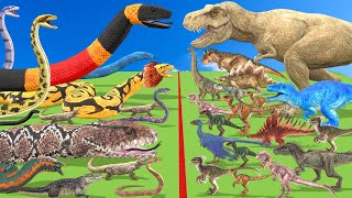 Reptiles Battle - Revolt of Giant Titanoboa vs Dinosaurs T-Rex Animal Revolt Battle Simulator by Animal Doodle TV 71,509 views 2 months ago 9 minutes, 32 seconds