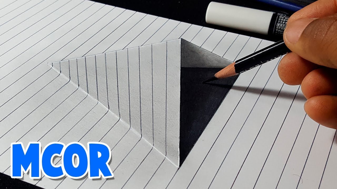 Dibujos 3d En Papel Asombroso Truco 3D Facil - Ilusion de Corte en Papel con Lineas - YouTube