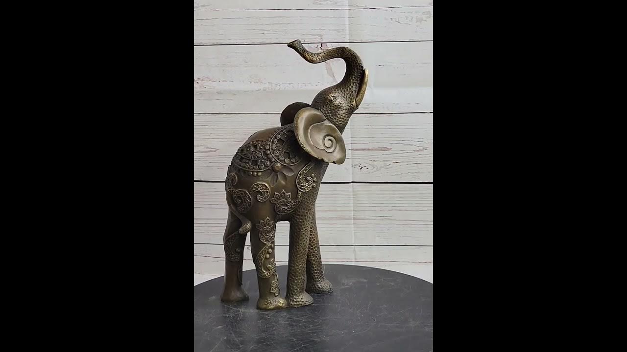 Decorative Indian Elephant Bronze Figure Statue Sculpture Hindu Design