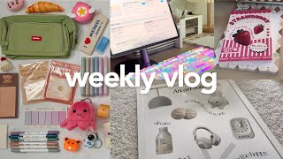 weekly vlog 🧃🦋 | mini room makeover, organizing stationery, digital planning