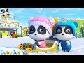 Baby Panda Rides Christmas Sleigh | Snowball Fight, Snowman, Flurry  | Christmas Story | BabyBus