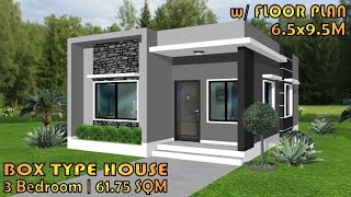 3 BEDROOM | BOX TYPE HOUSE DESIGN IDEA | 6.5X9.5 M | SIMPLE HOUSE DESIGN