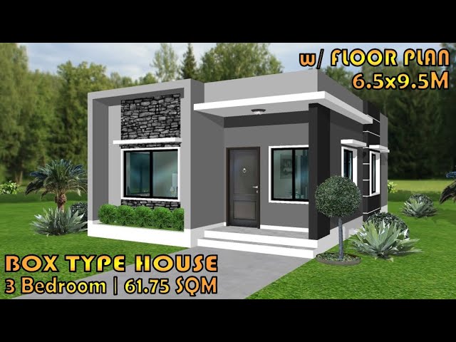 3 BEDROOM | BOX TYPE HOUSE DESIGN IDEA | 6.5X9.5 M | SIMPLE HOUSE DESIGN class=