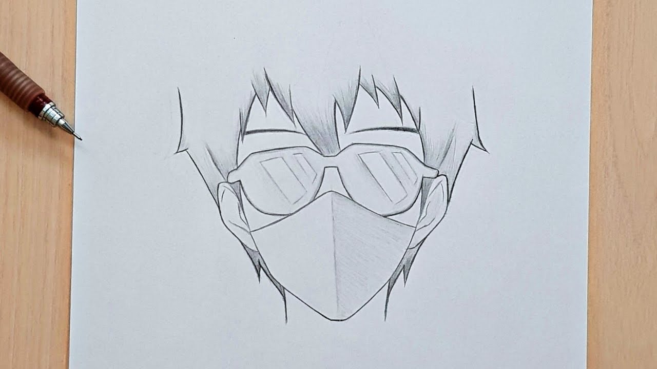 How to draw anime boy | Anime boy with mask and glasses | Drawing anime boy  step by step : tutorial - YouTube