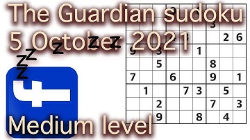 Sudoku solution – The Guardian sudoku 5 October 2021 Medium level
