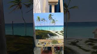 Realistic oil painting tutorial! #shorts #painting #beach #subscribe #art
