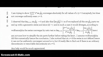 Absolute and uniform convergence