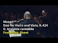 Mozart - Duo for Violin and Viola No.2 in B-flat major, K.424 - 2nd mov. Andante cantabile | Free Music Sheet