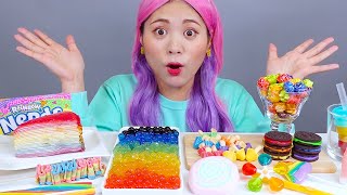 Mukbang Rainbow Crepe Cake 레인보우 크레이프 케이크 Dona 도나 먹방