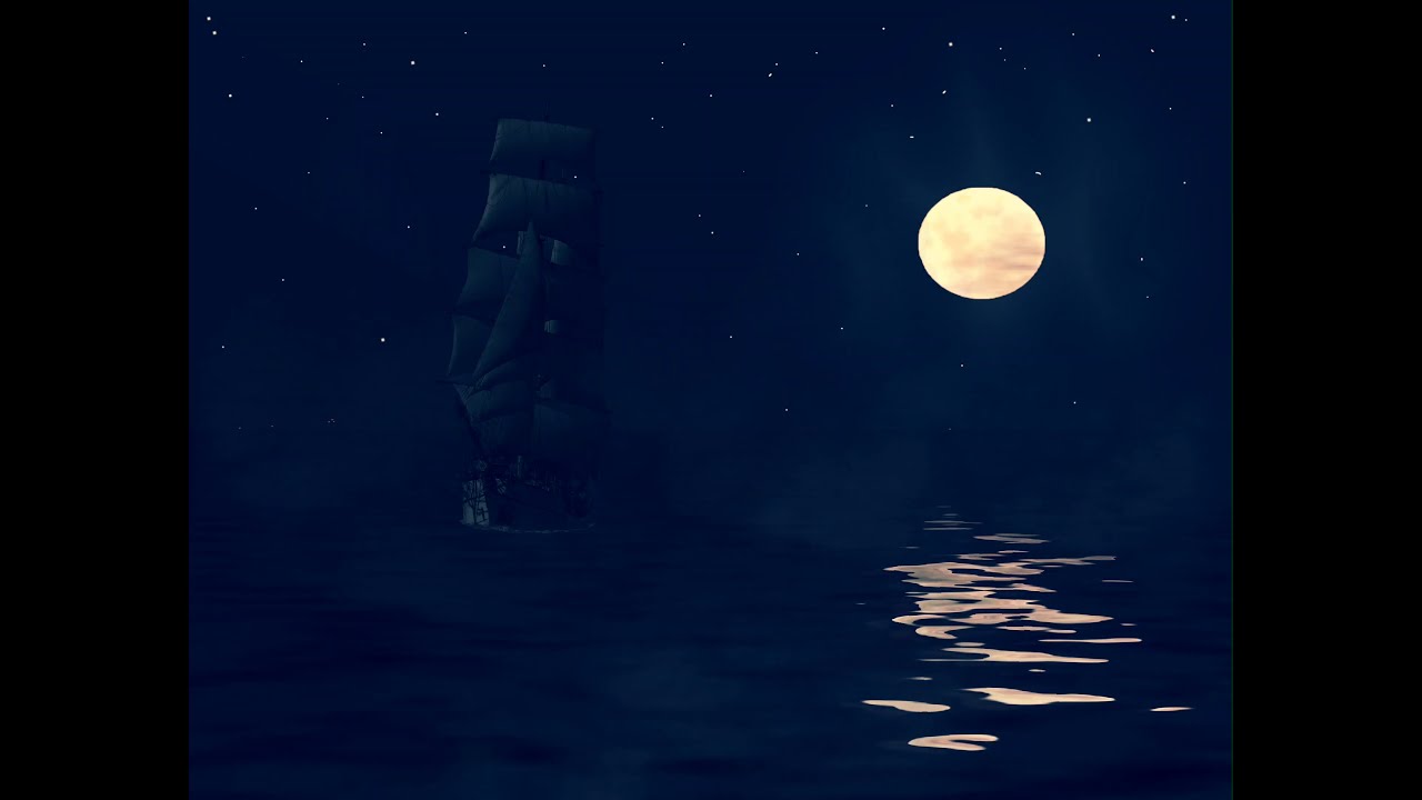 Moon Light at sea with Boat 🌝 Royalty Free Videos // Free stock Footage // Free Background Video
