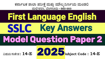 SSLC First Language English Model Question Paper 2 Answers 14E Karnataka 2024 25 KSEAB