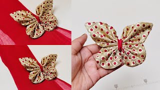 How to Make Fabric Butterfly Pins | Fabric Butterfly Making Easy | Butterfly Latkan Design