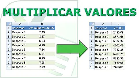 Como multiplicar várias células por um número?