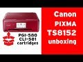 Canon Pixma TS8152 unboxing, inkjet cartridges PGI-580 CLI-571 installation