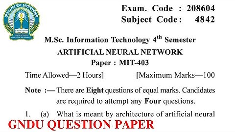 Gndu Msc Information Technology 4th Semester Artificial Neural Network Question Paper
