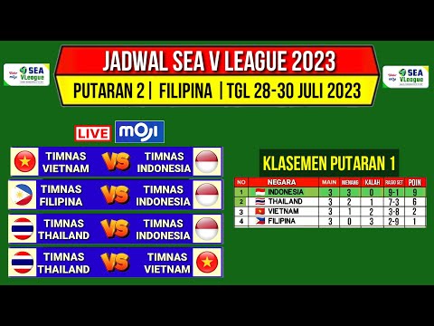 Jadwal Sea V League 2023 Putaran 2 | Indonesia vs Vietnam | Klasemen Sea V League 2023 | Live Moji