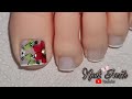 UÑAS SENCILLAS Y ELEGANTES PARA Pie | DISEÑO DE UÑAS FLOR ROJA | UÑAS DECORADAS FRENCH