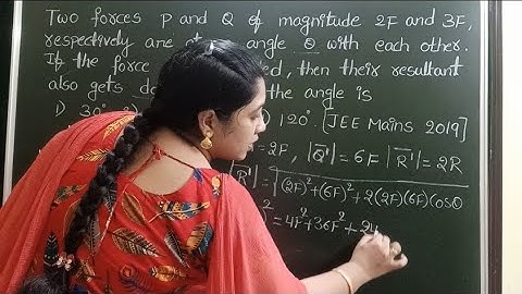 Two forces p and Q of magnitude 2F and 3F respectively are at an angle theta with each other.If the