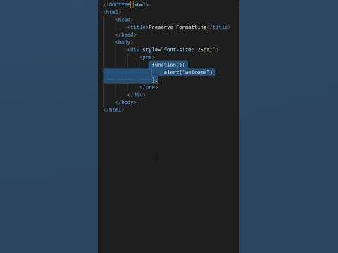HTML Preformatted text | HTML Preserve formatting | pre Tag #shorts ...