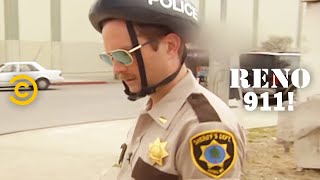 Literally One Hour of Lt. Dangle Trying to Get His Bike Off a Lamppost - RENO 911!