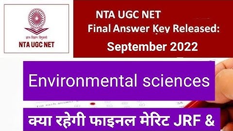 FINAL Answer key| UGC NET JRF ENVIRONMENT SCIENCES| 💯💯🔥| Envirocademy