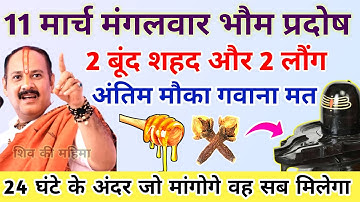 🔴11 मार्च फागुन मंगलवार प्रदोष | शहद और लौंग से करें ईच्छा पूर्ति उपाय-Pradeep ji mishra #प्रदोष