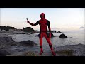デッドプール（夕日の岩場でポーズ）油壷海岸2014　Deadpool Zentai アメコミ ゼンタイ ヒーロー コスプレ