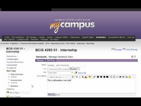 MyCampus Tutorials Episode 1: Uploading a Syllabus