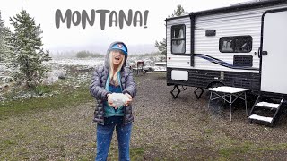 COZY, SNOWY DAYS AT CAMP in GRIZZLY BEAR COUNTRY | Living in a Trailer West Yellowstone | Van Life