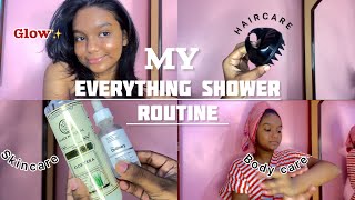 My Everything  Shower Routine 🎀✨🤍| affordable and simple | skincare , Haircare and body care 💜