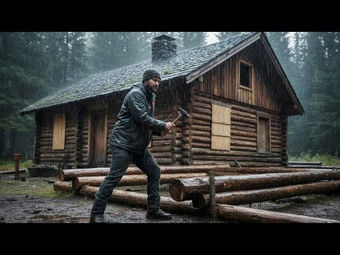 in the Rain Restoring a Forgotten Mountain Cabin No One Had Touched for 40 Years (Silent ASMR