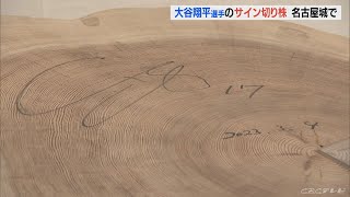 大谷翔平選手の「サイン入り切り株」名古屋城に　ＷＢＣ侍ジャパン優勝記念で展示　木造天守復元に使われる故郷・奥州市の「月山松」に先月サイン　