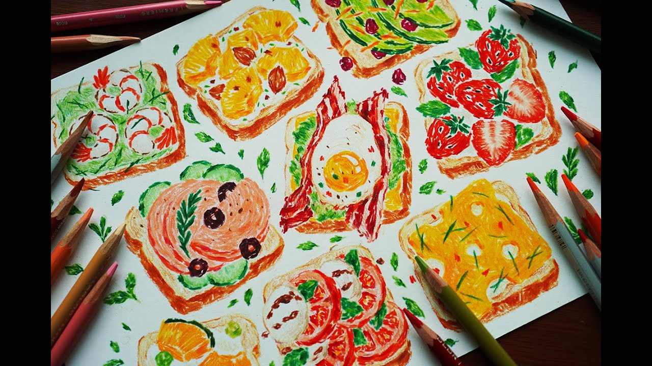 Рисование открытого бутерброда цветными карандашами + Почему я рисую то, что мне нравится / Я не ...