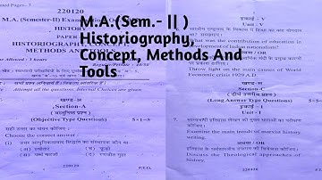 History M.A. Second Semester Examination paper 2022 | historiography, concept, methods and tools |