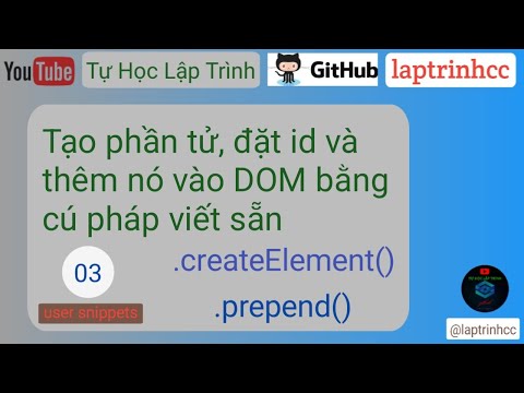 Create an element, set an id and add it to the DOM using pre-written code in user snippets